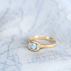 Anne Sportun Boulder Emerald Cut Aquamarine Ring