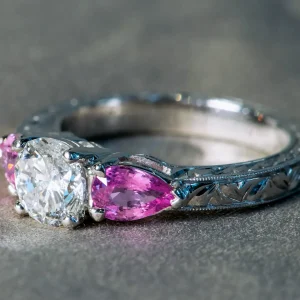 Alchemy Diamond with Sapphire 3-Stone Ring