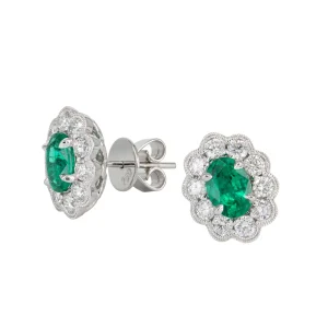 Alchemy Emerald Scalloped Halo Studs