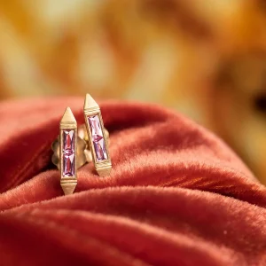 Erika Winters Estella French Cut Pink Sapphire Bar Studs