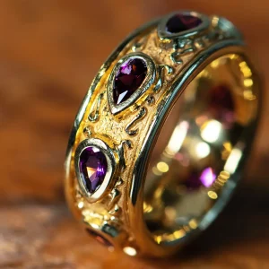 Alchemy 18k Yellow Gold Grape Garnet Eternity Band