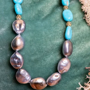 Lauren K South Sea Pearl & Turquoise Necklace
