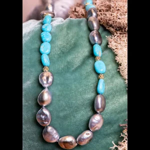 Lauren K South Sea Pearl & Turquoise Necklace
