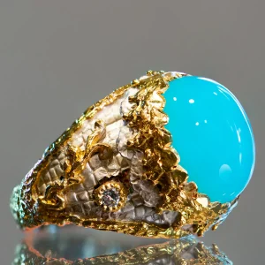 Victor Velyan Blue Laguna Agate Ring
