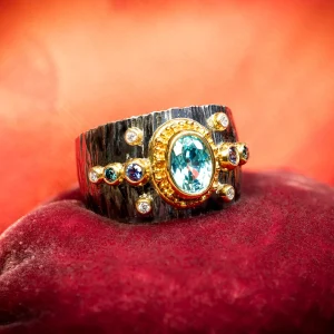 Zaffiro Etrusco Band with Blue Zircon and Sapphire