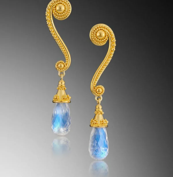 Zaffiro Moonstone Tendril Earrings